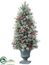 Silk Plants Direct Snowed Pine, Cone, Berry, Holly Tree - Red Brown - Pack of 1