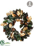 Silk Plants Direct Magnolia Leaf, Cone Wreath - Gold Green - Pack of 1