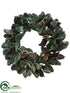 Silk Plants Direct Magnolia Leaf, Pine Cone Wreath - Green Brown - Pack of 1