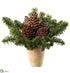 Silk Plants Direct Plastic Pine Cone, Pine - Brown Green - Pack of 2