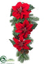 Silk Plants Direct Poinsettia, Pine Cone Door Swag - Red - Pack of 2