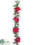 Silk Plants Direct Poinsettia, Holly, Cedar Garland - Red Green - Pack of 4