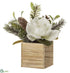 Silk Plants Direct Iced Magnolia, Pine Cone, Pine - White Green - Pack of 4