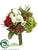 Hydrangea, Helleborus, Pine Cone Bouquet - Green Red - Pack of 6