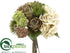 Silk Plants Direct Hydrangea, Rose, Amaryllis Bouquet - Eggshell Green - Pack of 6