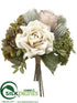 Silk Plants Direct Rose, Hydrangea, Sedum, Pine Bouquet - Green Mauve - Pack of 6