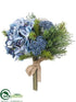 Silk Plants Direct Hydrangea, Shell, Pine Bouquet - Blue Green - Pack of 6