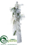 Silk Plants Direct Pine, Berry, Fur Cone Topiary - White Green - Pack of 2