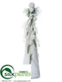 Silk Plants Direct Pine, Berry, Fur Cone Topiary - White Green - Pack of 2