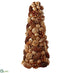 Silk Plants Direct Glittered Pine Cone Topiary - Brown Gold - Pack of 2