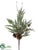 Berry, Pine Cone, Pine Spray - Green Glittered - Pack of 12