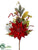 Glitter Poinsettia, Pine Cone, Pine Spray - Red - Pack of 6