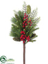 Silk Plants Direct Berry, Pine Cone, Pine Bundle - Red Green - Pack of 6