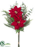 Silk Plants Direct Poinsettia, Berry, Eucalyptus Bundle - Red Green - Pack of 6