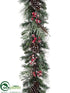 Silk Plants Direct Snowed Rosehip, Pine Cone, Pine Garland - Red Brown - Pack of 3