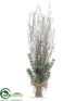 Silk Plants Direct Pine, Cone, Twig Bundle - Green Snow - Pack of 6