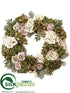 Silk Plants Direct Rose, Hydrangea, Sedum, Pine Wreath - Green Mauve - Pack of 1
