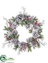 Silk Plants Direct Berry, Pine Cone, Pine Wreath - Green Snow - Pack of 2