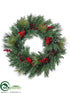 Silk Plants Direct Berry, Pine Cone, Pine Wreath - Green Snow - Pack of 2