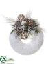 Silk Plants Direct Pine, Berry, Fur Wreath - White Green - Pack of 1