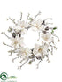 Silk Plants Direct Magnolia, Pine Cone Wreath - White Snow - Pack of 2