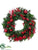 Glittered Berry, Ball, Pine Wreath - Red Green - Pack of 2