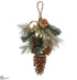Silk Plants Direct Ball, Pine Cone, Cedar Door Hanger - Gold Green - Pack of 6