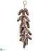 Silk Plants Direct Glittered Plastic Pine Cone Hanging Decor - Brown White - Pack of 12