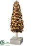 Silk Plants Direct Glitter Pine Cone Table Top - Brown Gold - Pack of 4