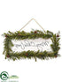 Silk Plants Direct Magnolia Leaf, Pine, Pine Cone Merry Christmas Hanging Sign - Green - Pack of 2