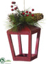 Silk Plants Direct Berry, Pine Cone, Pine Hanging Lantern - Green Red - Pack of 6