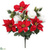 Silk Plants Direct Velvet Poinsettia, Peony Bush - Red White - Pack of 12