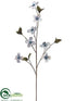 Silk Plants Direct Glittered Velvet Dogwood Spray - Blue Silver - Pack of 12