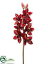 Silk Plants Direct Glittered Cymbidium Orchid Spray - Burgundy Gold - Pack of 6