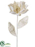 Silk Plants Direct Glitter Beaded Magnolia Spray - White - Pack of 12