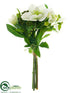 Silk Plants Direct Helleborus, Skimmia Bouquet - Cream Green - Pack of 6
