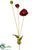 Velvet Poppy Spray - Red Green - Pack of 12