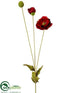 Silk Plants Direct Velvet Poppy Spray - Red Green - Pack of 12