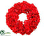 Silk Plants Direct Hydrangea Wreath - Red Glittered - Pack of 2