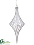 Silk Plants Direct Glass Finial Ornament - White Clear - Pack of 6