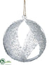 Silk Plants Direct Glass Ball Ornament - Clear Silver - Pack of 6