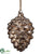 Glass Pine Cone Ornament - Brown Ice - Pack of 6