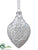 Glass Ornament - White Silver - Pack of 6