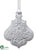 Glass Ornament - White Silver - Pack of 6