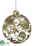 Silk Plants Direct Flower Ball Ornament - Clear Gold - Pack of 6