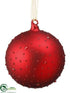 Silk Plants Direct Glass Ball Ornament - Red - Pack of 6