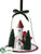 House, Tree Ornament - Red Green - Pack of 6
