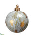 Silk Plants Direct Glass Ball Ornament - White Gold - Pack of 6