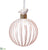 Glass Ball Ornament With Bird - Pink White - Pack of 12