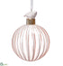 Silk Plants Direct Glass Ball Ornament With Bird - Pink White - Pack of 12